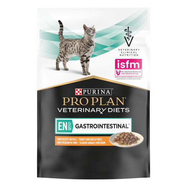 Вологий дієтичний корм PRO PLAN (Про План) VETERINARY DIETS EN Gastrointestinal для кошенят та дорослих котів для зменшення розладів кишкової абсорбції та годівлі у період відновлення, одужання з куркою 10х85 г 7613035983229 фото