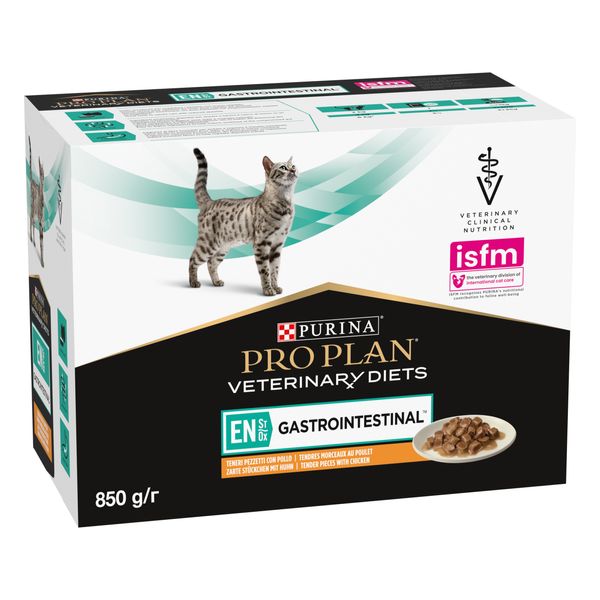 Вологий дієтичний корм PRO PLAN (Про План) VETERINARY DIETS EN Gastrointestinal для кошенят та дорослих котів для зменшення розладів кишкової абсорбції та годівлі у період відновлення, одужання з куркою 10х85 г 7613035983229 фото