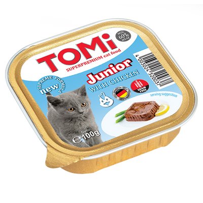 TOMi Junior ТОМІ ДЛЯ КОШЕНЯТ консерви з куркою для кошенят, паштет , 0.1 кг. 320037 фото