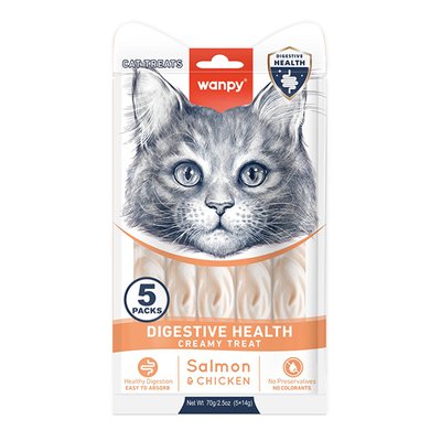 Wanpy Functional Creamy Lickable Treat Digestive Health ВАНПІ ЗДОРОВЕ ТРАВЛЕННЯ функціональні рідкі ласощі для котів із чутливим травленням RAC-72 фото