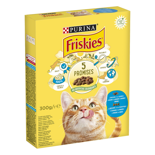 Сухий корм FRISKIES (Фріскіс) для дорослих котів з лососем та овочами 300 г 7613031868063 фото