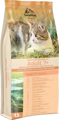 Сухий корм для літніх кішок від 7 років Carpathian Pet Food Adult 7 + з куркою і палтусом атлантичним 1.5 кг 4820111140930 фото