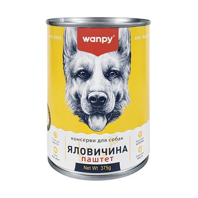 Wanpy Beef ВАНПІ ЯЛОВИЧИНА паштет вологий корм консерви для собак, банка 375г TN-03 фото