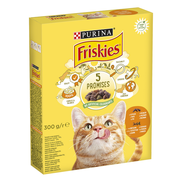 Сухий корм FRISKIES (Фріскіс) для дорослих котів з куркою та овочами 300 г 7613031868247 фото