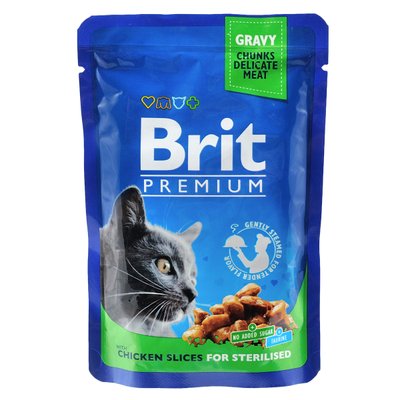 Brit Premium Cat pouch для стерилізованих котів, з куркою, 100 г 1111142143 фото