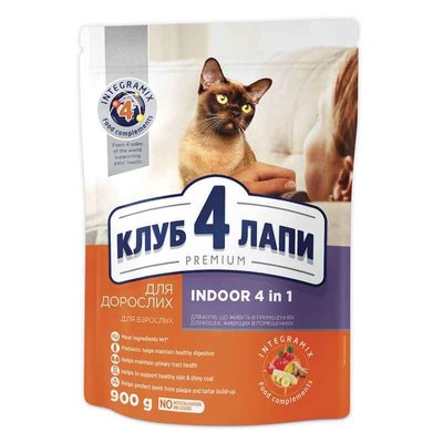 Club 4 Paws (Клуб 4 Лапи) Premium Indoor 4 in 1 Adult Cat Chicken - Сухий корм із куркою для дорослих котів, які живуть у приміщенні B4620211 фото