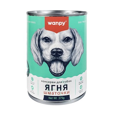 Wanpy Lamb Chunk ВАНПІ ЯГНЯ шматочки вологий корм консерви для собак, банка 375г TN-43 фото