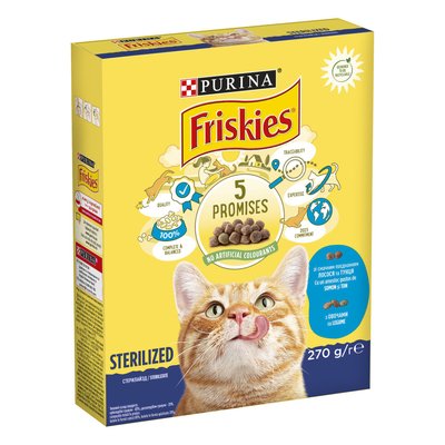 Сухий корм FRISKIES (Фріскіс) Sterilized для дорослих котів після стерилізації з лососем, тунцем та овочами 270 г 7613035352346 фото