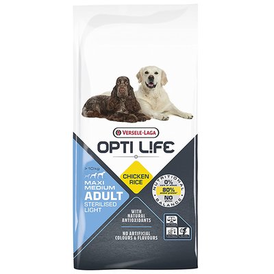 Opti Life Sterilised Light Medium & Maxi ОПТІ ЛАЙФ СТЕРІЛАЙЗИД ЛАЙТ СЕРЕДНІХ ВЕЛИКИХ сухий суперпреміум корм для стерилізованих і собак із зайвою вагою середніх і великих порід , 12.5 кг 311363 фото