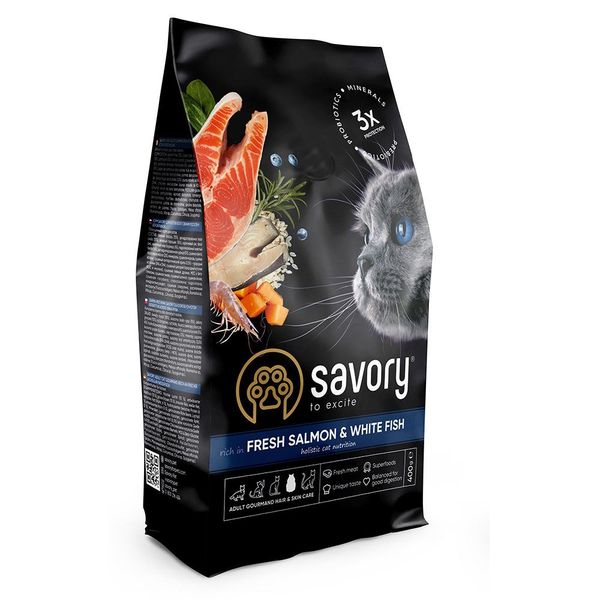 Savory Adult Cat Gourmand Fresh Salmon для довгошерстих котів, 400 г 1111162994 фото