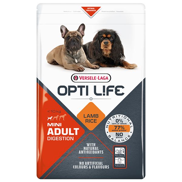 Opti Life Adult Digestion Mini ОПТІ ЛАЙФ ЯГНЯ МІНІ МАЛИХ сухий суперпреміум корм для собак з чутливим травленням міні та малих порід , 2.5 кг 311349 фото