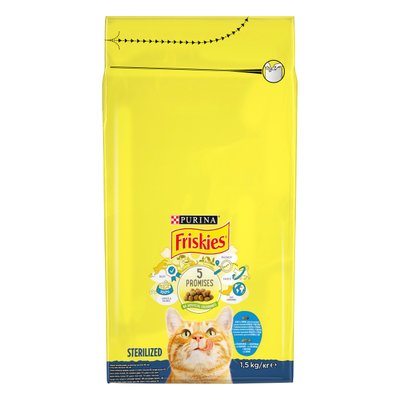 Сухий корм FRISKIES (Фріскіс) Sterilized для дорослих котів після стерилізації з лососем, тунцем та овочами 1,5 кг 7613033002458 фото