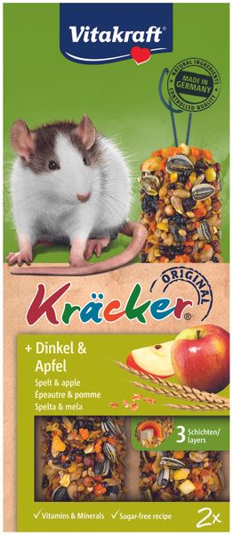 Ласощі для пацюків Vitakraft «Kracker Original + Spelt & Apple» 112 г / 2 шт. (спельта та яблуко) 1111117991 фото