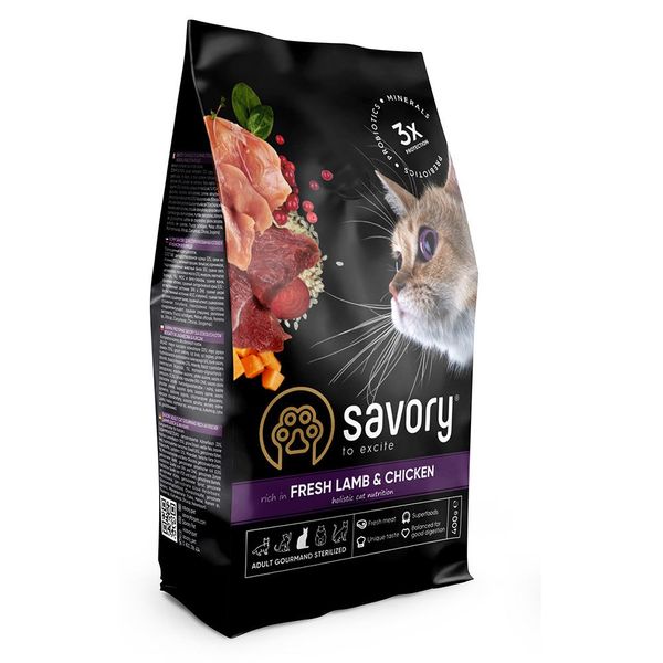 Savory Adult Cat Steril Fresh Lamb and Chicken для стерилізованих котів, 400 г 1111163003 фото